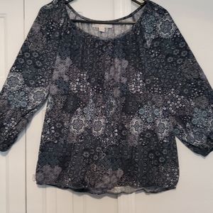 Michael Kors Top tunic Womens Size L Floral blues. Great flowy style